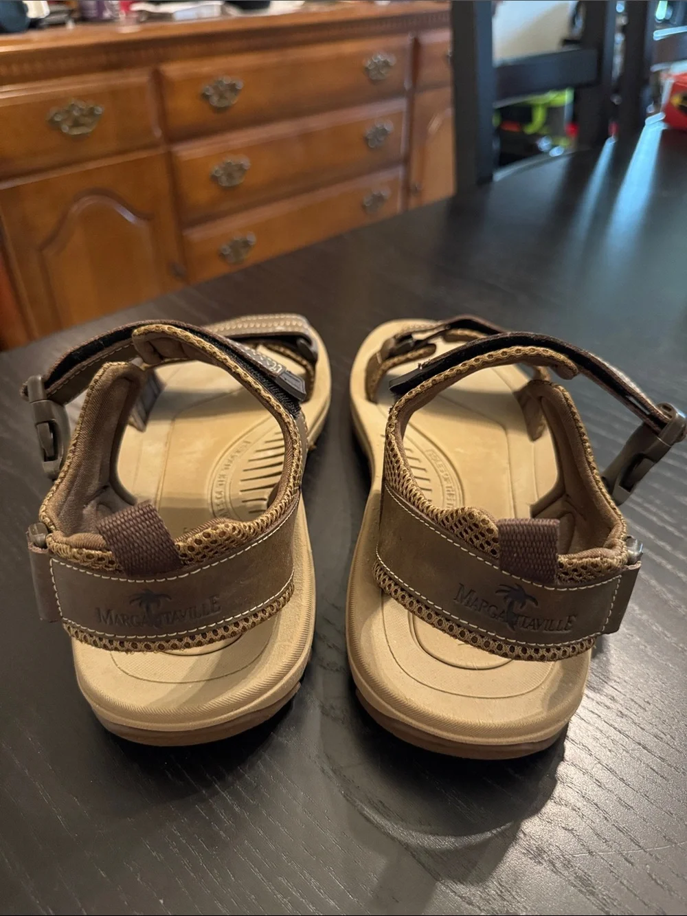 SIZE 12 Margaritaville Brown Tan Mens Adjustable Strap Sandals